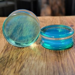 Ocean Blue Glass Plugs